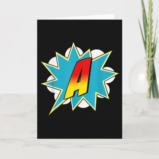 Letter A Superhero Name Comic Letter Retro Costume Card (Front)