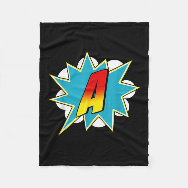 Letter A Superhero Name Comic Letter Retro Costume Fleece Blanket (Front)