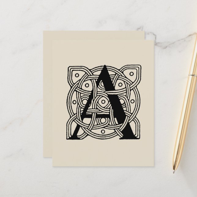 Letter A Vintage Celtic Knot Monogram (Front/Back In Situ)