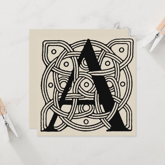 Letter A Vintage Celtic Knot Monogram (Front/Back In Situ)