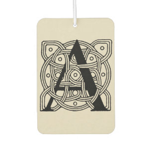 Letter A Vintage Celtic Knot Monogram Car Air Freshener