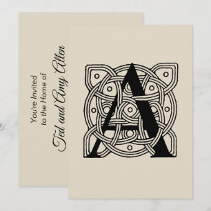 Letter A Vintage Celtic Knot Monogram Invitation