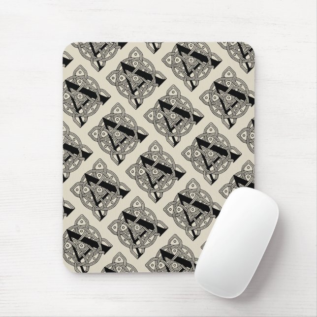 Letter A Vintage Celtic Knot Monogram Mouse Mat (With Mouse)