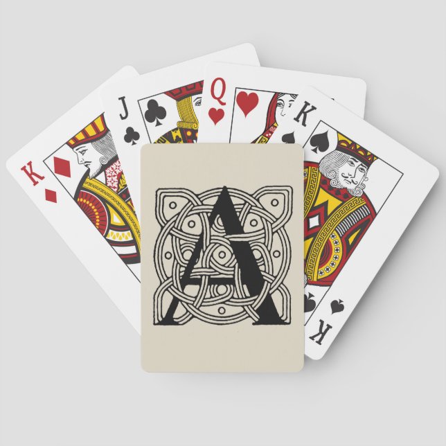Letter A Vintage Celtic Knot Monogram Playing Cards (Back)