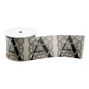 Letter A Vintage Celtic Knot Monogram Satin Ribbon