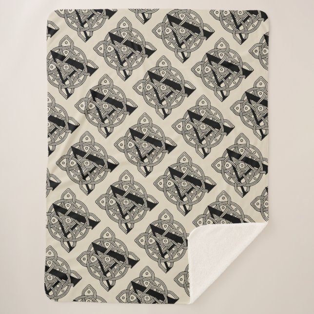 Letter A Vintage Celtic Knot Monogram Sherpa Blanket (Front)