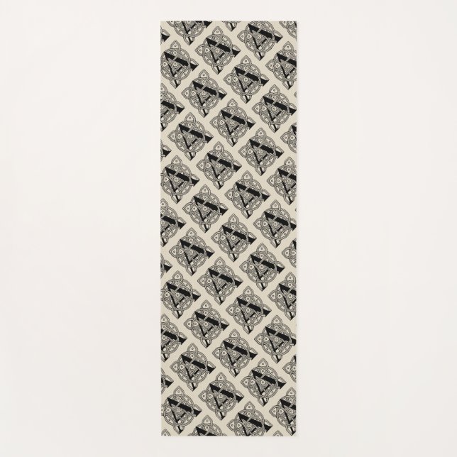 Letter A Vintage Celtic Knot Monogram Yoga Mat (Front)