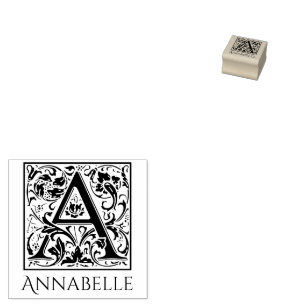 Letter A Vintage First Letter with Name Rubber Stamp
