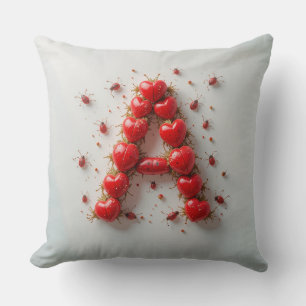 Letter A With Hearts For Personalised Home Decor Cushion