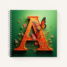 Letter (A) with Rosas & Butterflies