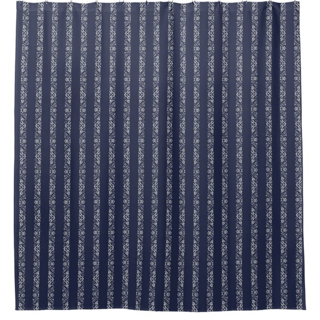 Letter Art Navy Blue and Grey Design Shower Curtain (Front)