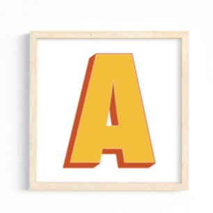 Letter Art Poster, A Monogram, Bold Type Initial  Poster