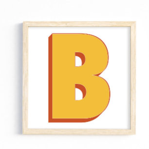 Letter Art Poster, B Monogram, Bold Type Initial  Poster