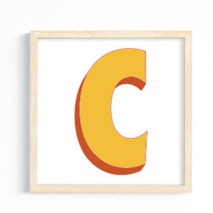 Letter Art Poster, C Monogram, Bold Type Initial  Poster
