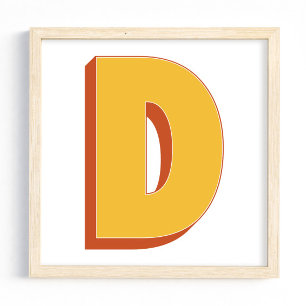 Letter Art Poster, D Monogram, Bold Type Initial  Poster