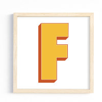 Letter Art Poster, F Monogram, Bold Type Initial 