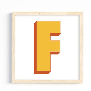 Letter Art Poster, F Monogram, Bold Type Initial  Poster