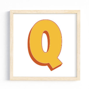Letter Art Poster, Q Monogram, Bold Type Initial Poster