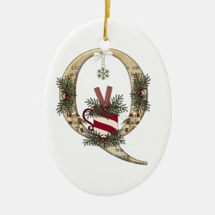 Letter Art - Q - Christmas Coffee Mug Ornament