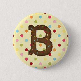 Letter B 6 Cm Round Badge