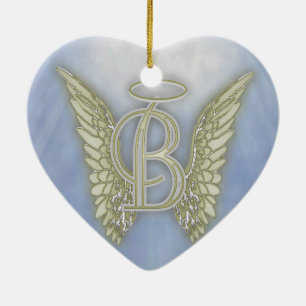 Letter B Angel Monogram Ceramic Tree Decoration