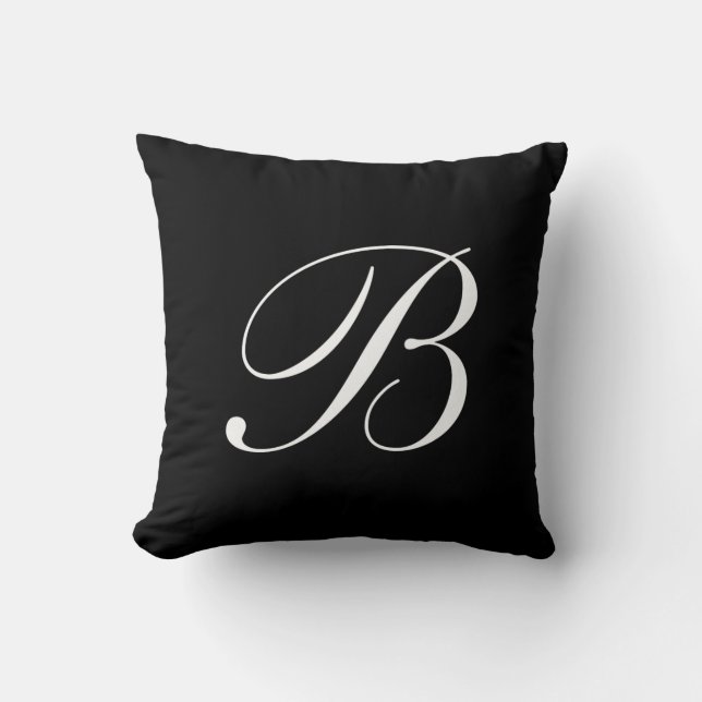 Letter B Black Monogram Pillow (Front)