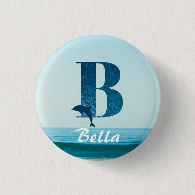 Letter B Blue Ocean   3 Cm Round Badge (Front)