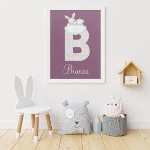 Letter B Bunny Sleeping Acrylic Art Print 