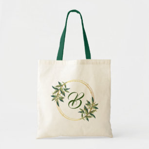 Letter B Canvas Tote Bag - Wreath Twig Corolla