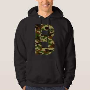 Letter B Capital Alphabet Camouflage Initial Hoodie