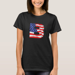 Letter B Capital Alphabet Usa American Flag Monogr T-Shirt