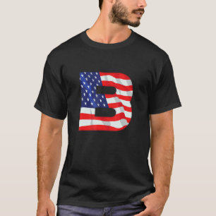 Letter B Capital Alphabet Usa American Flag Monogr T-Shirt