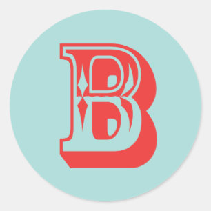 Letter B carnival style monogram initial favour Classic Round Sticker