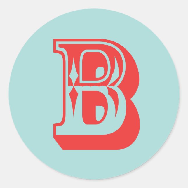 Letter B carnival style monogram initial favour Classic Round Sticker (Front)