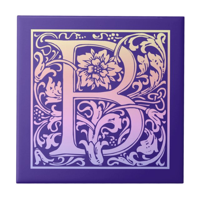 Letter B Colourful Vintage First Letter Gradient Tile (Front)