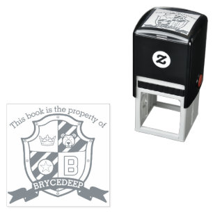 Letter B crest custom name bear kids library stamp