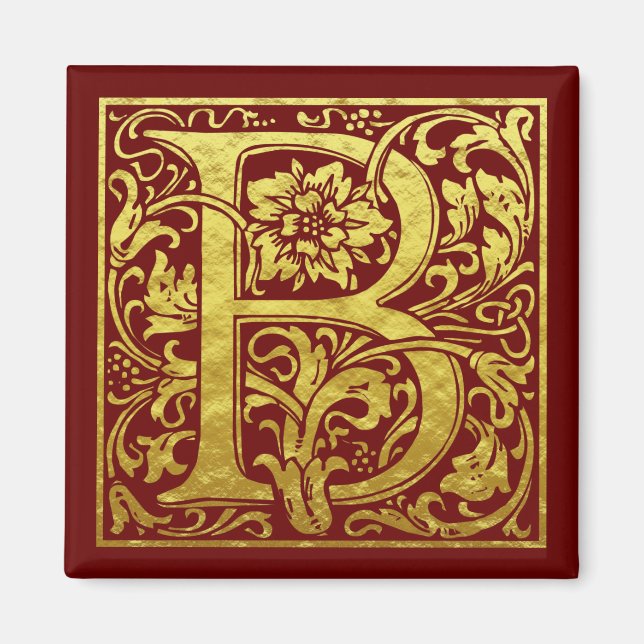 Letter B First Letter Faux Gold Magnet (Front)
