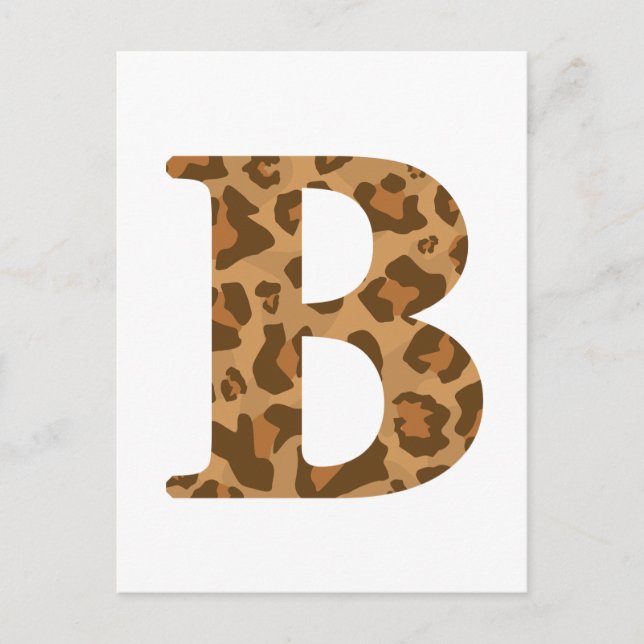 Letter B First Name Monogram Initial Leopard Print Postcard (Front)