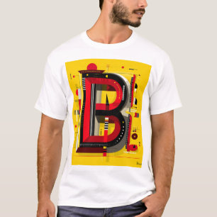 Letter B – Geometric Monogram on Bold Yellow T-Shirt