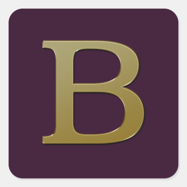 Letter B Gold Square Sticker (Front)