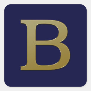 Letter B Gold Square Sticker
