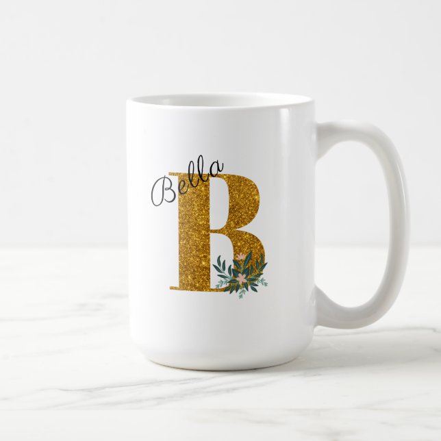 Letter B Golden monogram  Coffee Mug (Right)