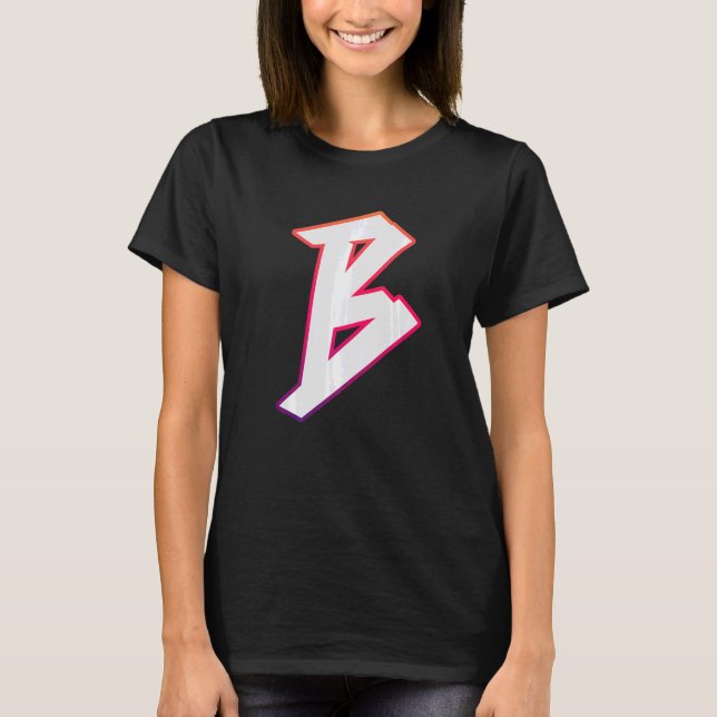 Letter B Graffiti Street Letter B Typography Alpha T-Shirt (Front)