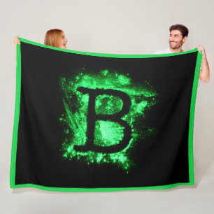 Letter B Green Capital Alphabet Fleece Blanket