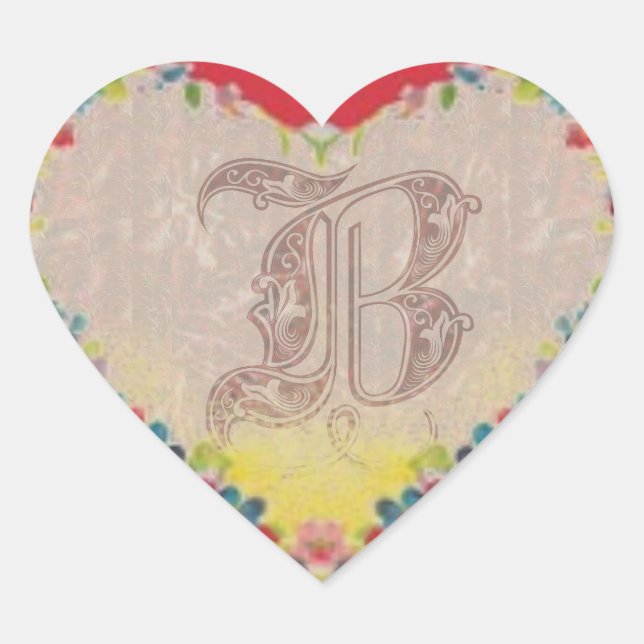Letter B Heart Sticker (Front)