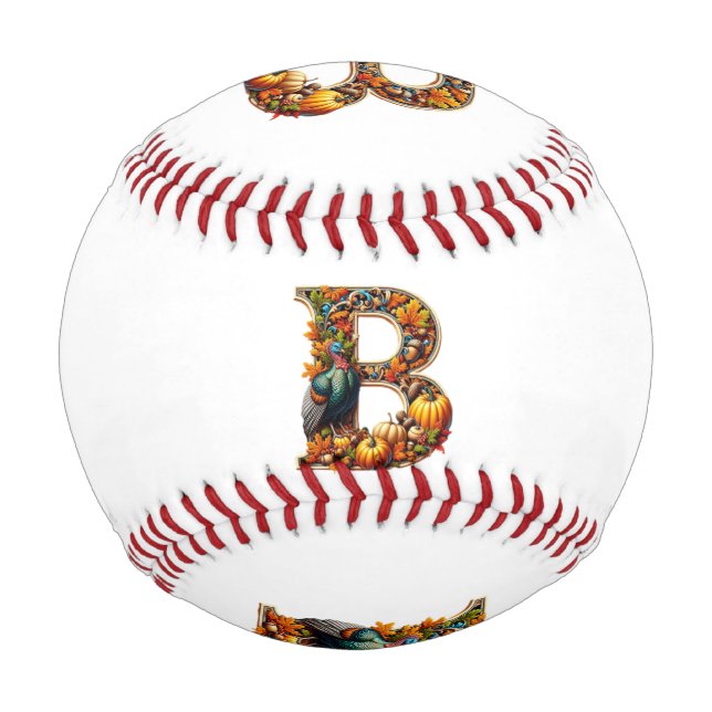 Letter B in Thanksgiving style Baseball (Front)