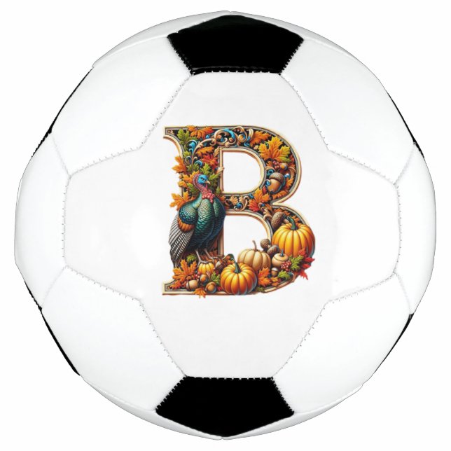 Letter B in Thanksgiving style Football (Front)