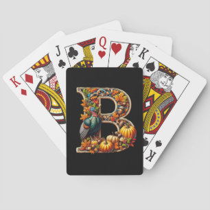 Letter B in Thanksgiving style Playing Cards
