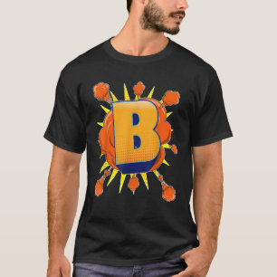 Letter B Initial Comic Book Vintage Matching Famil T-Shirt
