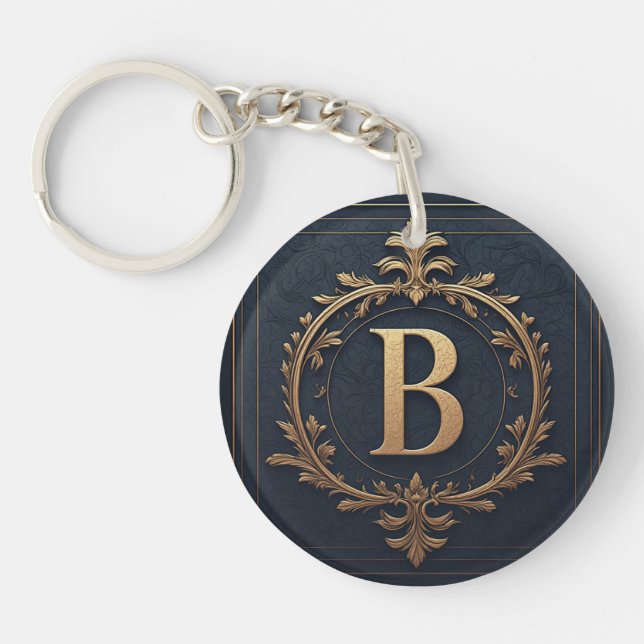 ⚜️ Letter B Initial Gift For Men 🔑 Key Ring (Front)